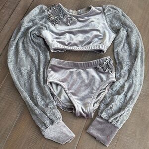 Elegant Gray Velvet 2 piece custom contemporary dance costume CM